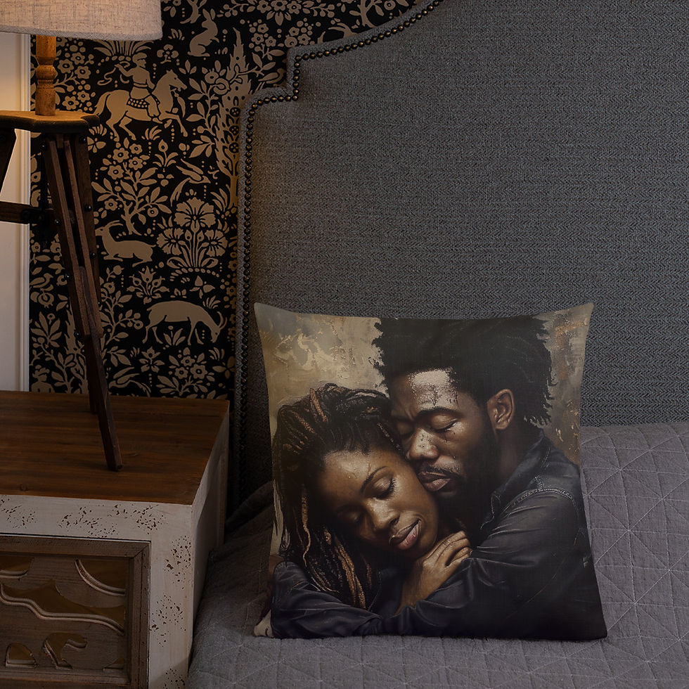 Thumbnail: 3 Realist Art Dreadlocks Couple Premium Cushion
