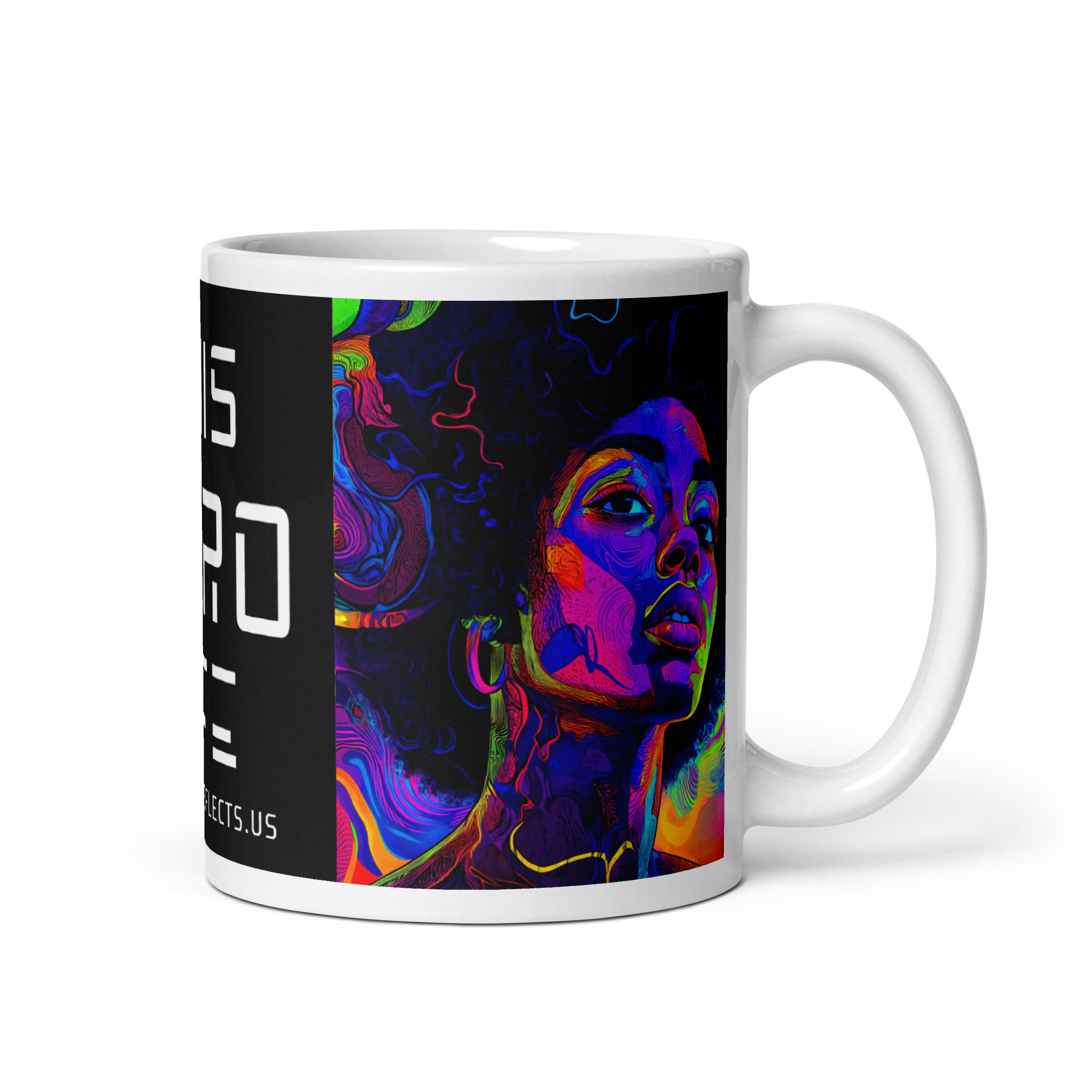 4 Fluorescent Art Afro Woman Mug