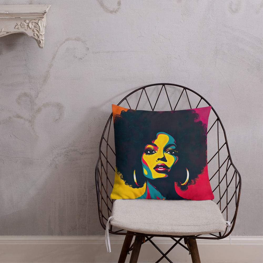 2a Pop Art Afro Woman Premium Cushion