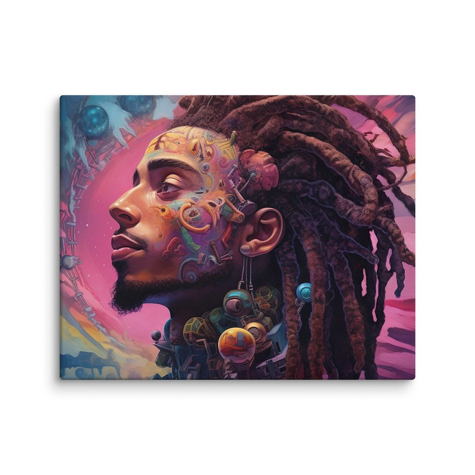 Thumbnail: 2 Surrealism Art Dreadlocks Man Canvas Wall Art