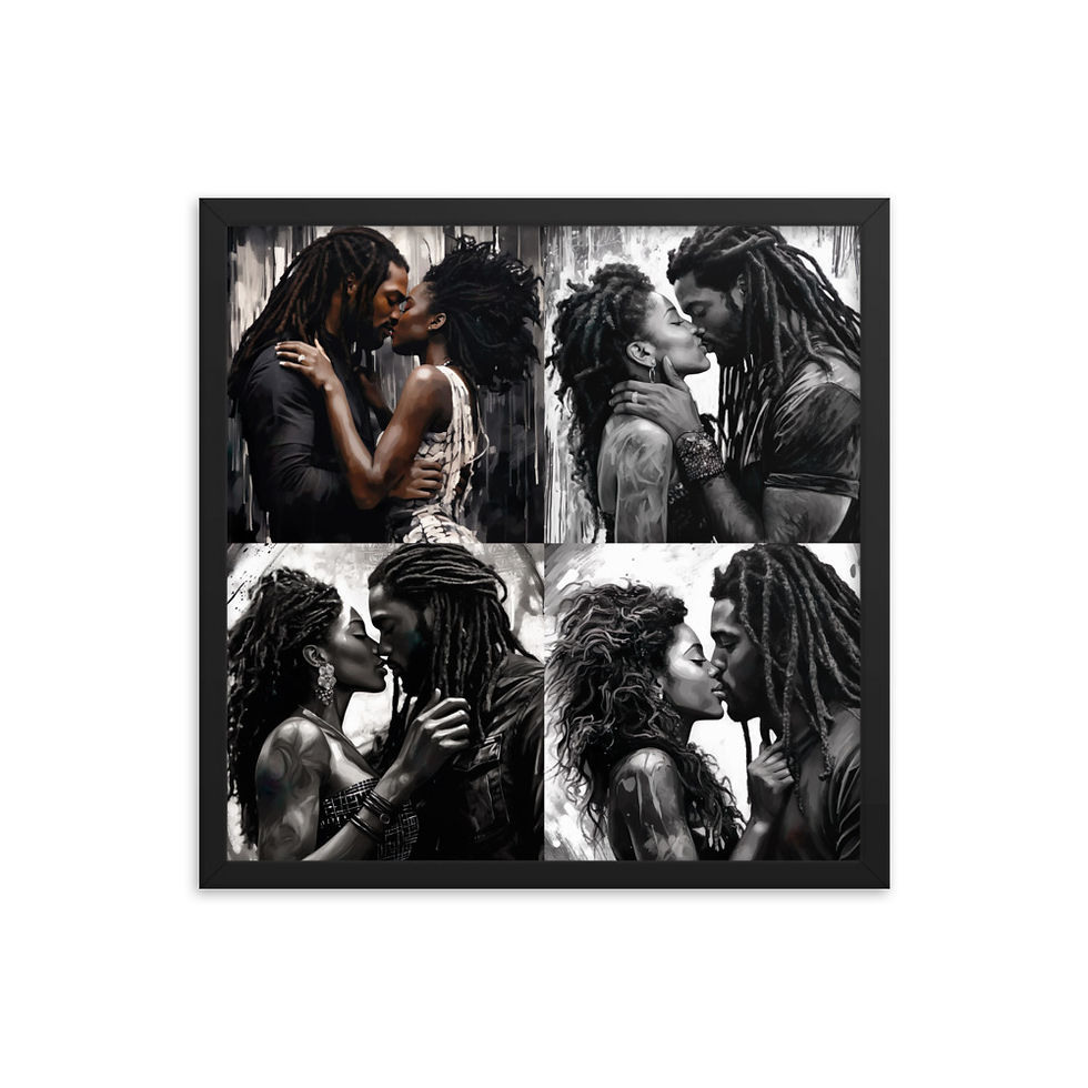 Thumbnail: All 4 Impressionism Dreadlocks & Afros Couple Framed Art Print