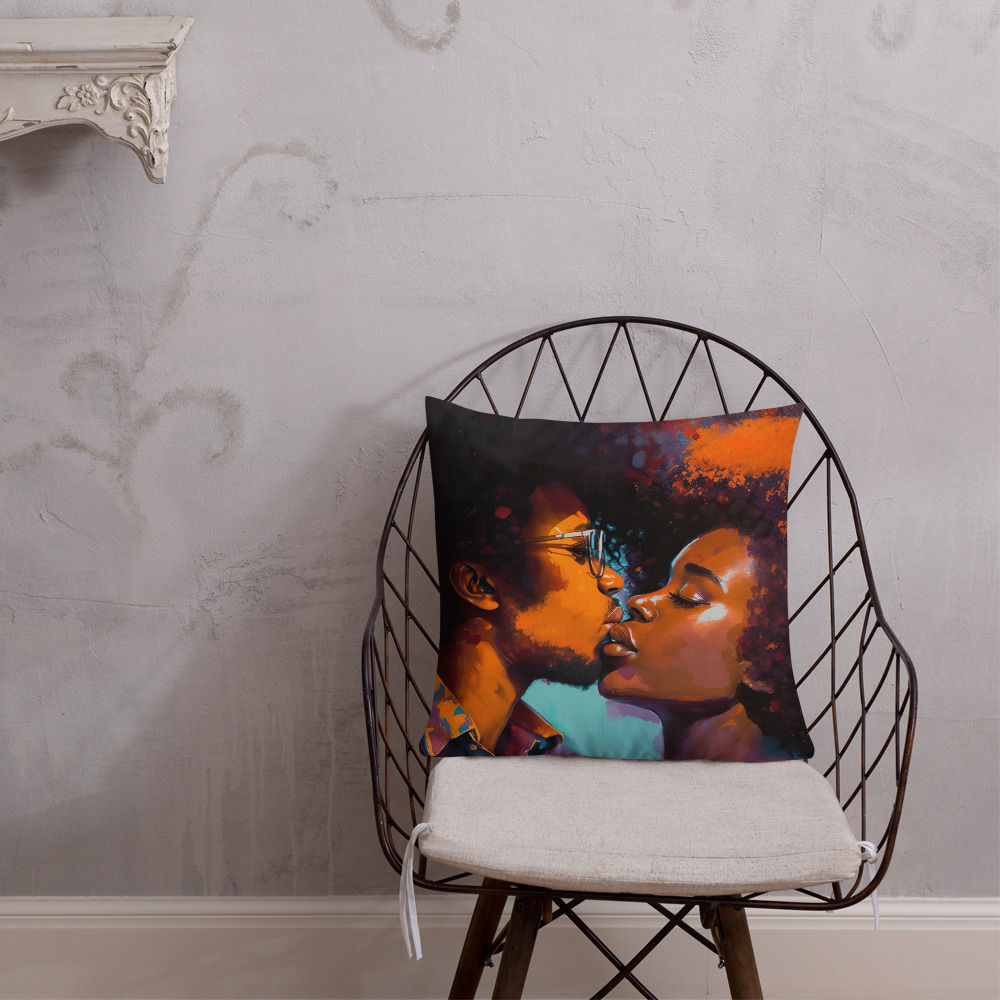 4 Expressionism Afro Couple Premium Cushion
