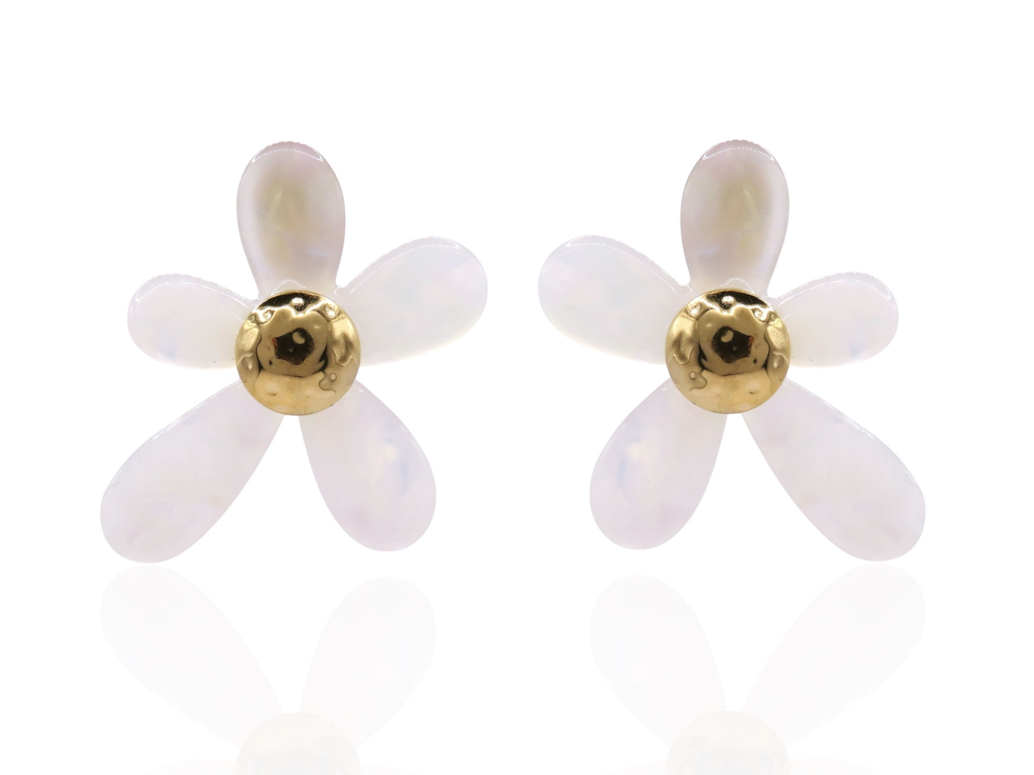 Aretes FLOR ACRÍLICO Grandes Acero