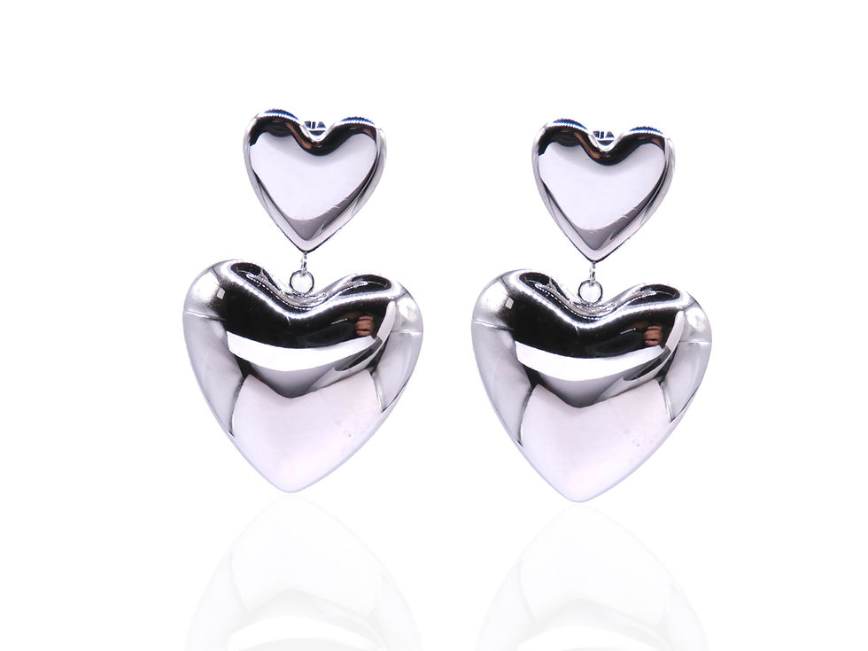 Miniatura: Aretes Corazones Colgantes Grandes Aceroa
