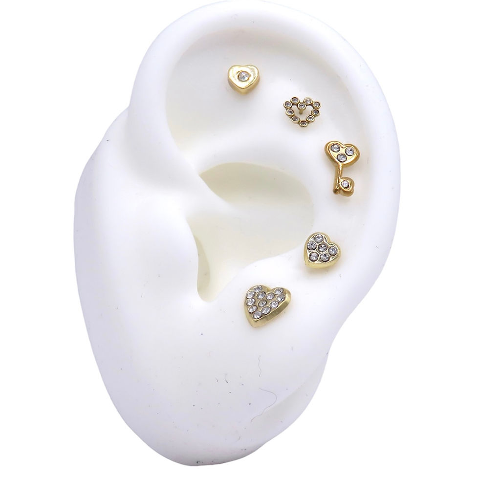 Miniatura: Piercing Oro 10K Llave Corazón Zirconias