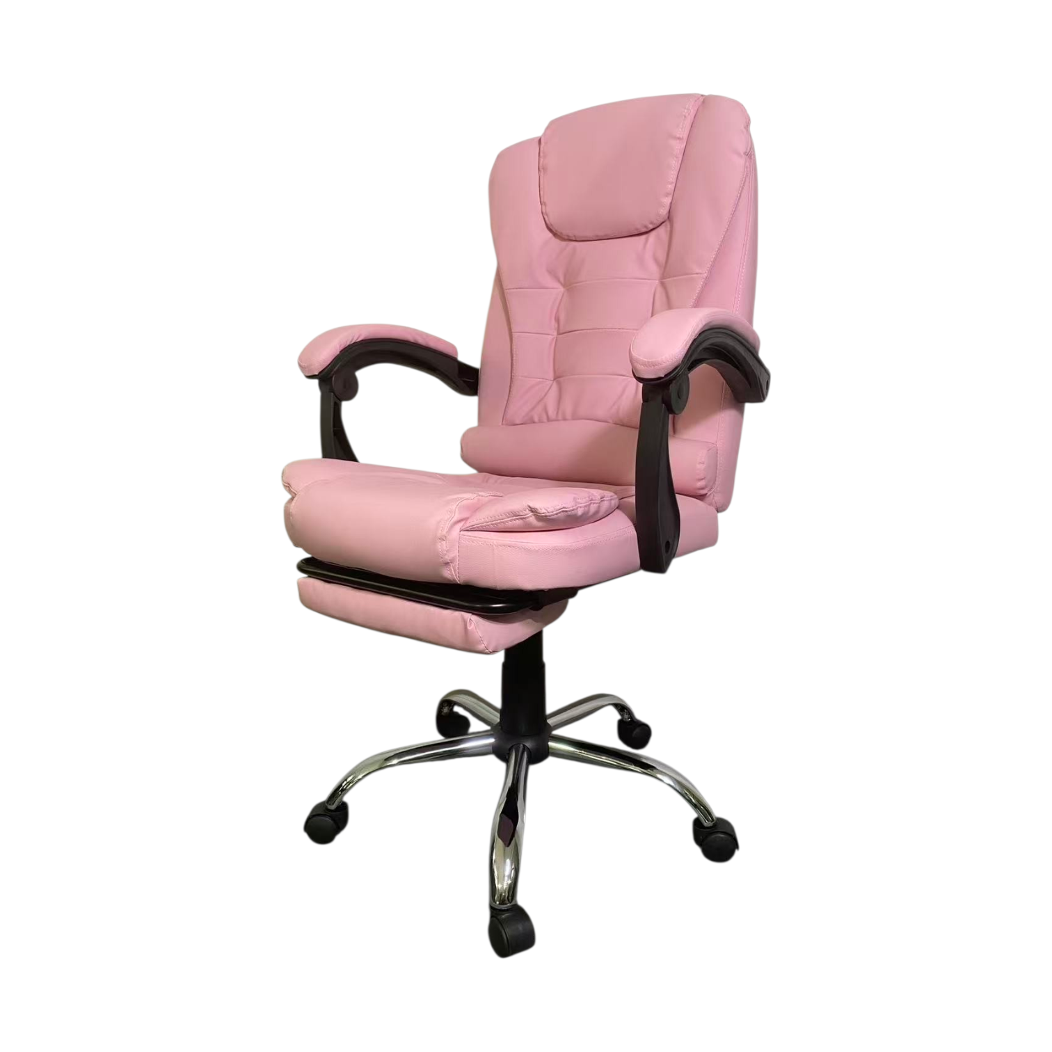 Silla de Oficina Gerencial Acolchonada con Descansa pies, Masajeador, Rosa
