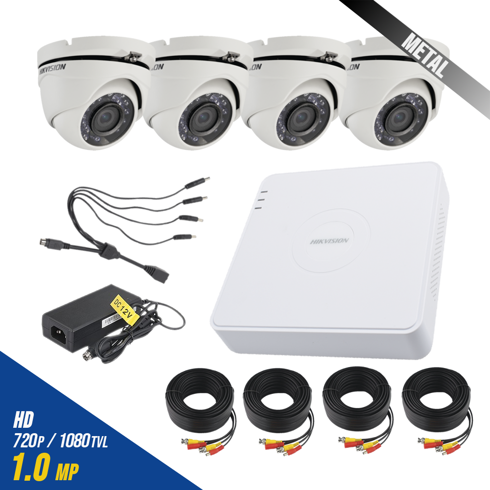 Kit 4 Cámaras de Domo 720p metálicas