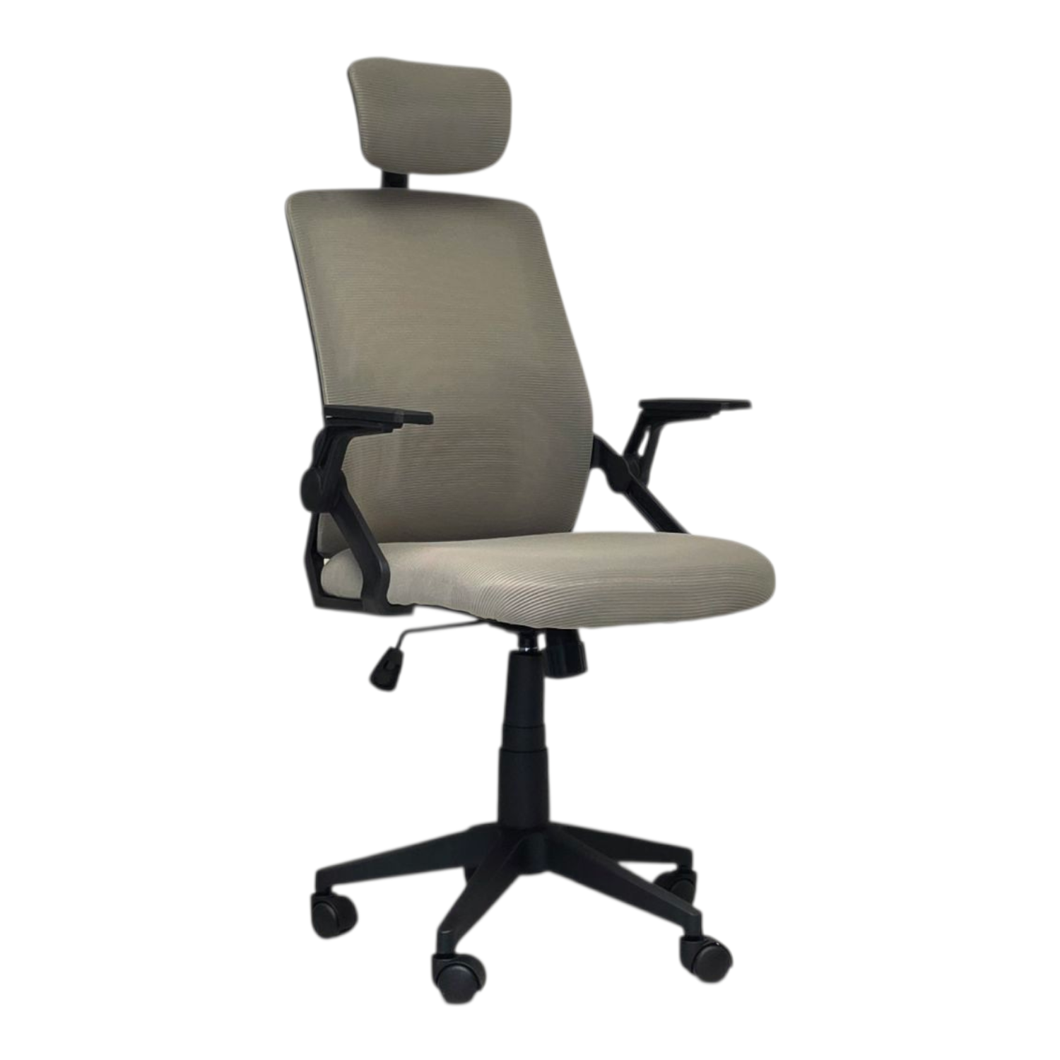 Silla de Oficina Gerencial con respaldo ergonómico , cabecera Gris y Negro