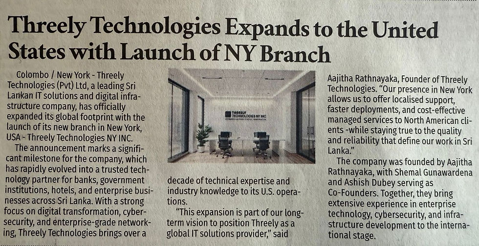 Threely Technologies Expands to the United States with Launch of NY Branch
