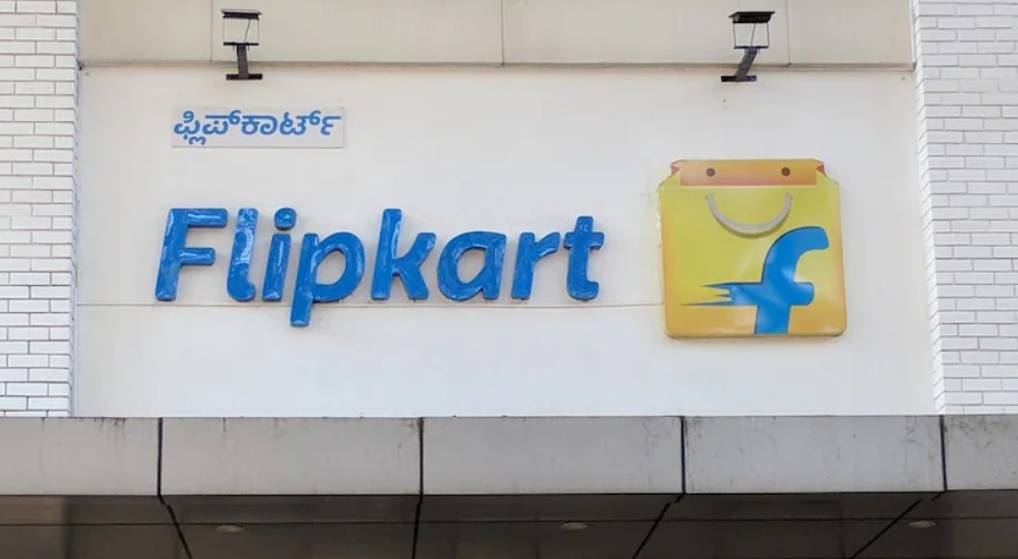 Flipkart office building with employees walking outside