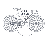 SprintHive employee character drawing of Dirk holding a bicycle