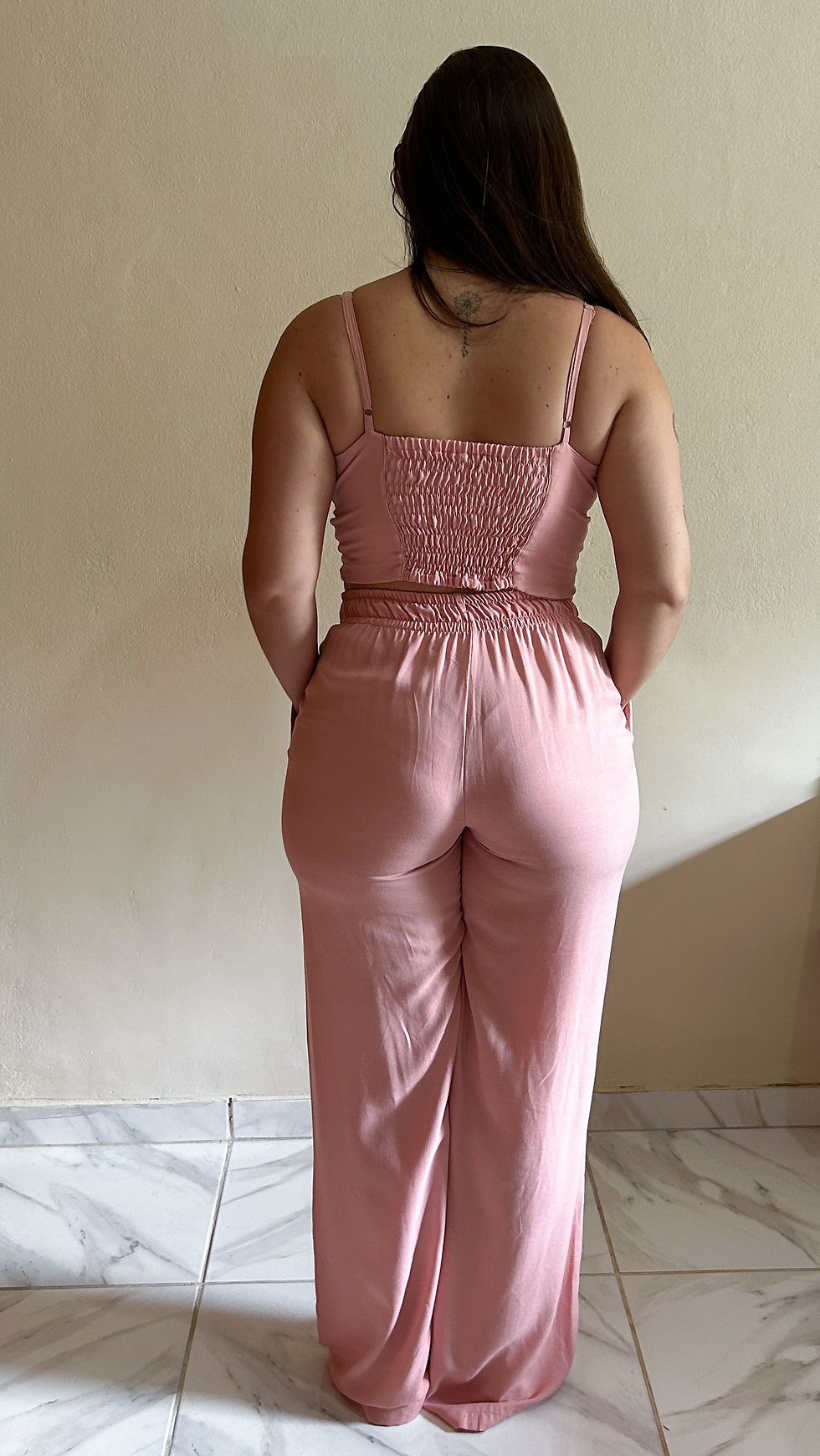 Miniatura: calça pantalona Bia cor rosa blush