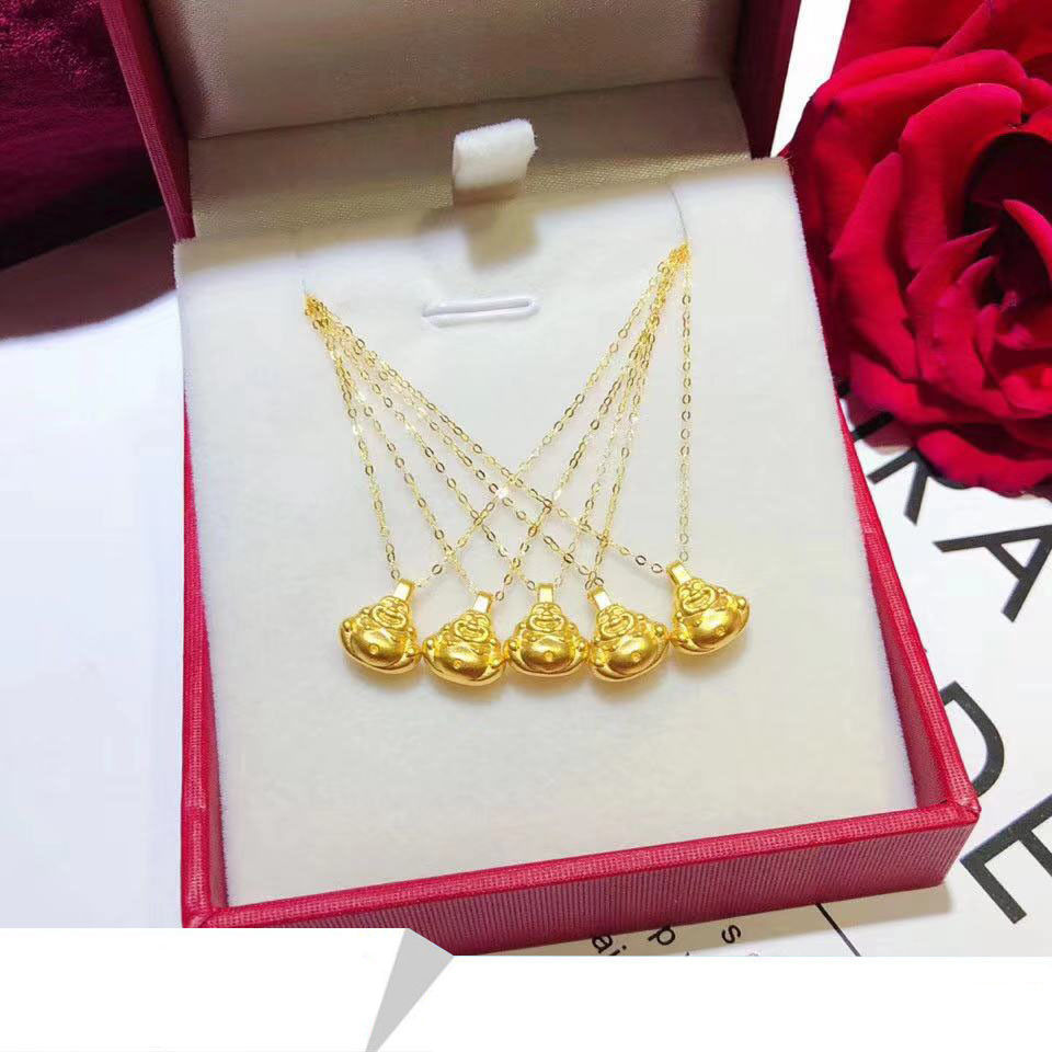 Thumbnail: 3D Hard Gold 999 Buddha Pendant with 18K Gold Necklace