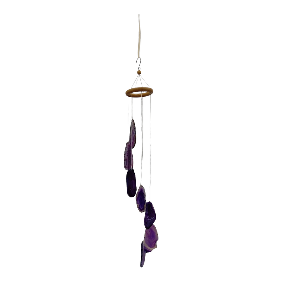 Thumbnail: GI-617PP/24 Agate Stone Spiral Wind Chime: Purple Geode (2 pack)