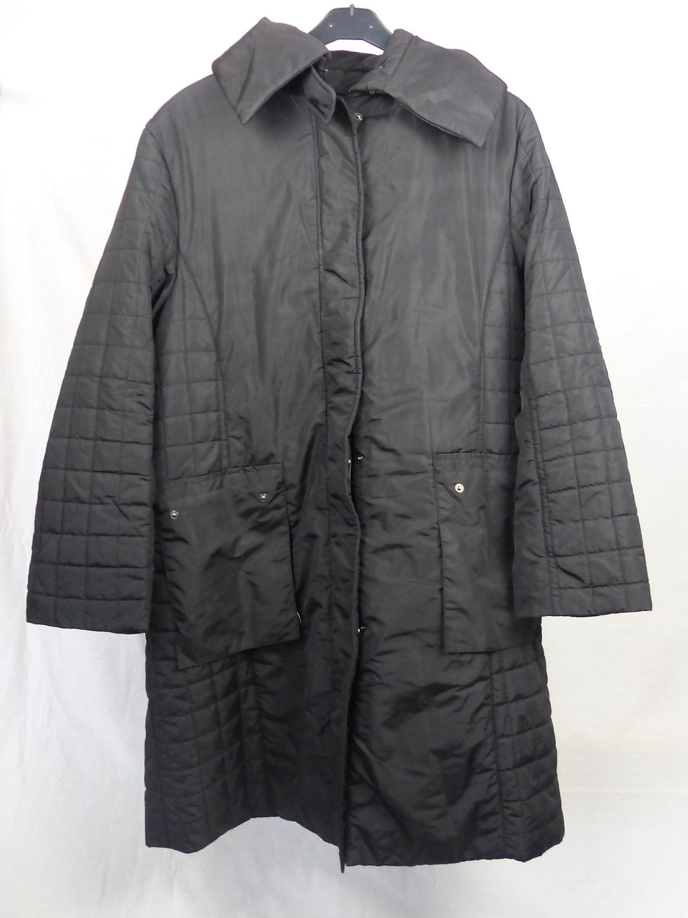 Manteau noir matelassé sans capuche long CHRISTINE LAURE