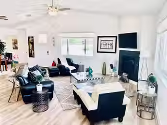 Modern living room in The Grape Escape home in Cottonwood, Arizona.