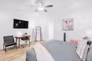 Spacious clean bedroom in The Grape Escape home in Cottonwood, Arizona.