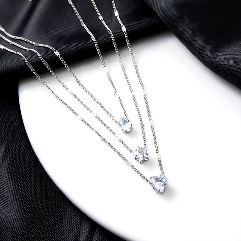 Thumbnail: Trendy Zircon Pendant Necklace For Women Multilayer Chain Choker Fashion Female 