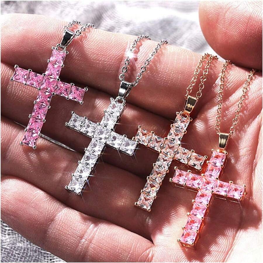 Thumbnail: The Soho Princess-Cut Iced Cross Pendant