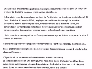 Le tutorat, remède innovant des problèmes de discipline.