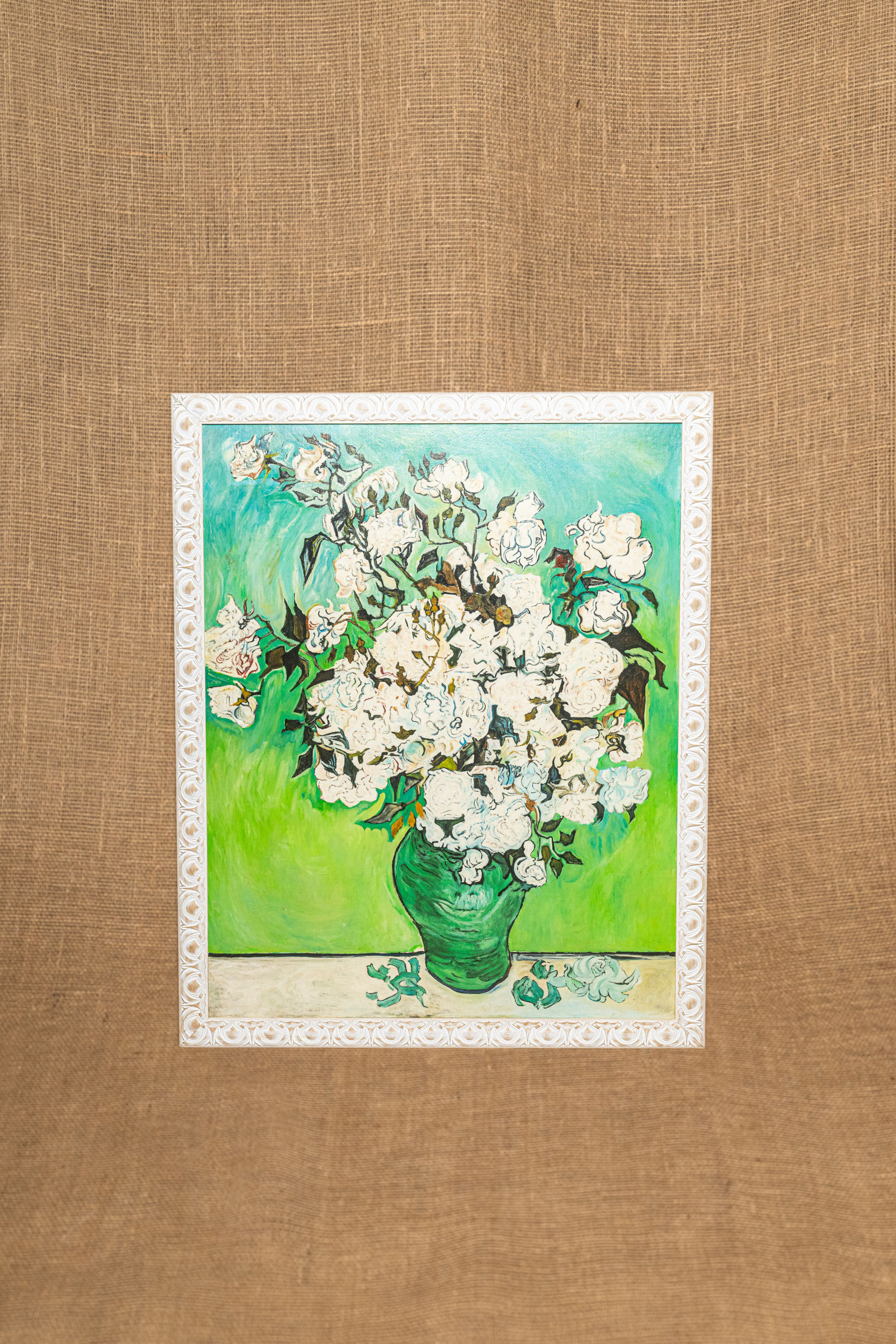Andre Biry-Autret: Still Life Flowers in Black Vase (Oil on Canvas)