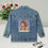 ภาพขนาดย่อ: Orange Cat Energy Denim Jacket – Indigo Hmong Tribal Boho Style