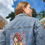 ภาพขนาดย่อ: Orange Cat Energy Denim Jacket – Indigo Hmong Tribal Boho Style