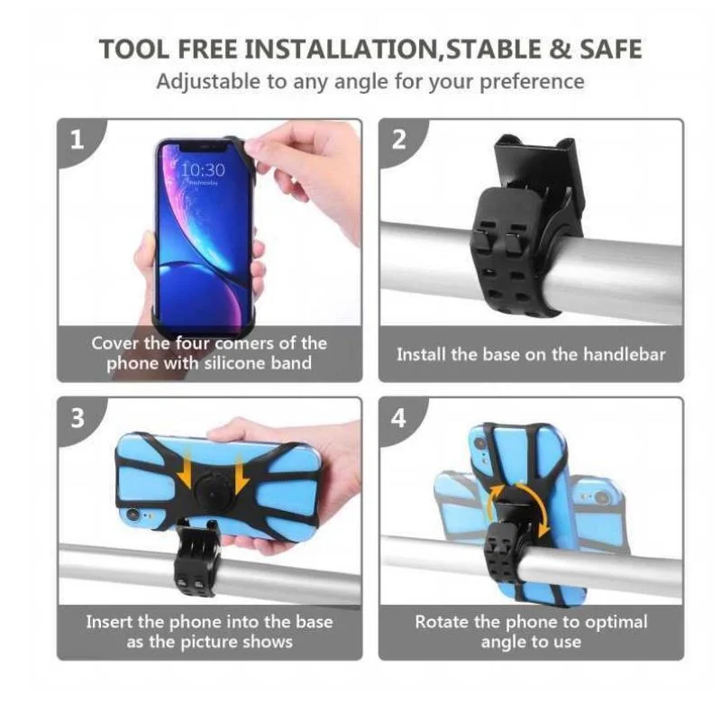 Thumbnail: 360° Removable Bicycle Phone Holder Black Universal Motorcycle Mobile Phone Rack
