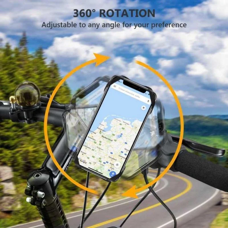 Thumbnail: 360° Removable Bicycle Phone Holder Black Universal Motorcycle Mobile Phone Rack
