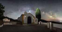 Milky way over Monte Virgem chapel, Redondo, Portugal