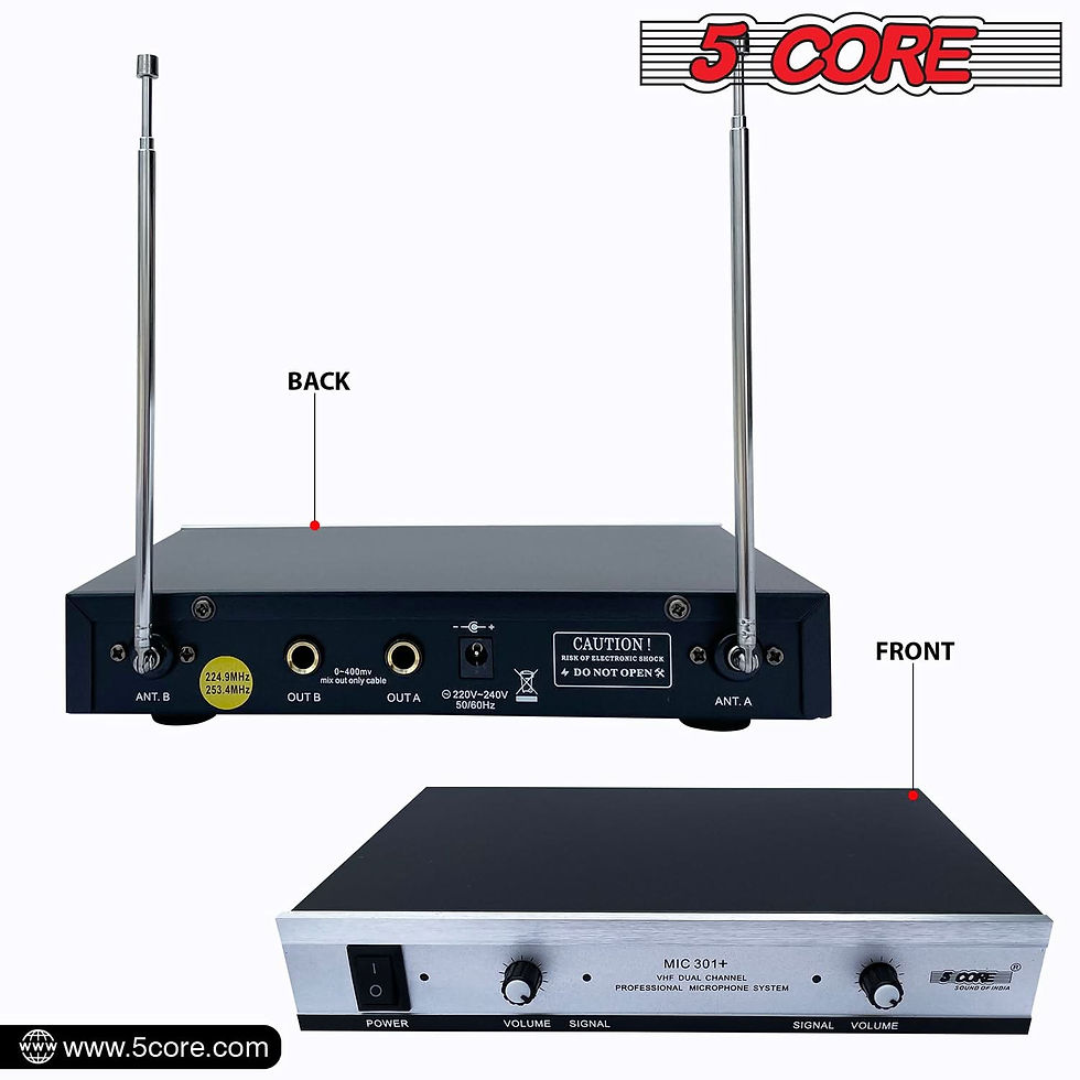 Thumbnail: 5Core Wireless Microphone VHF Handheld Microfono Inalambrico & 1 Collar Mic + Re