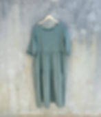 Langes Leinenkleid Olive mit Bahnen
