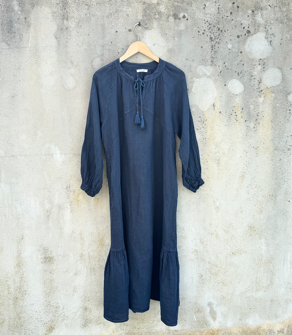 Leinenkleid Navy langarm Atelier S&R