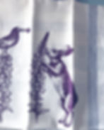 Geschirrtuch Baumwolle Leinen mit Hase und Vogel Violett