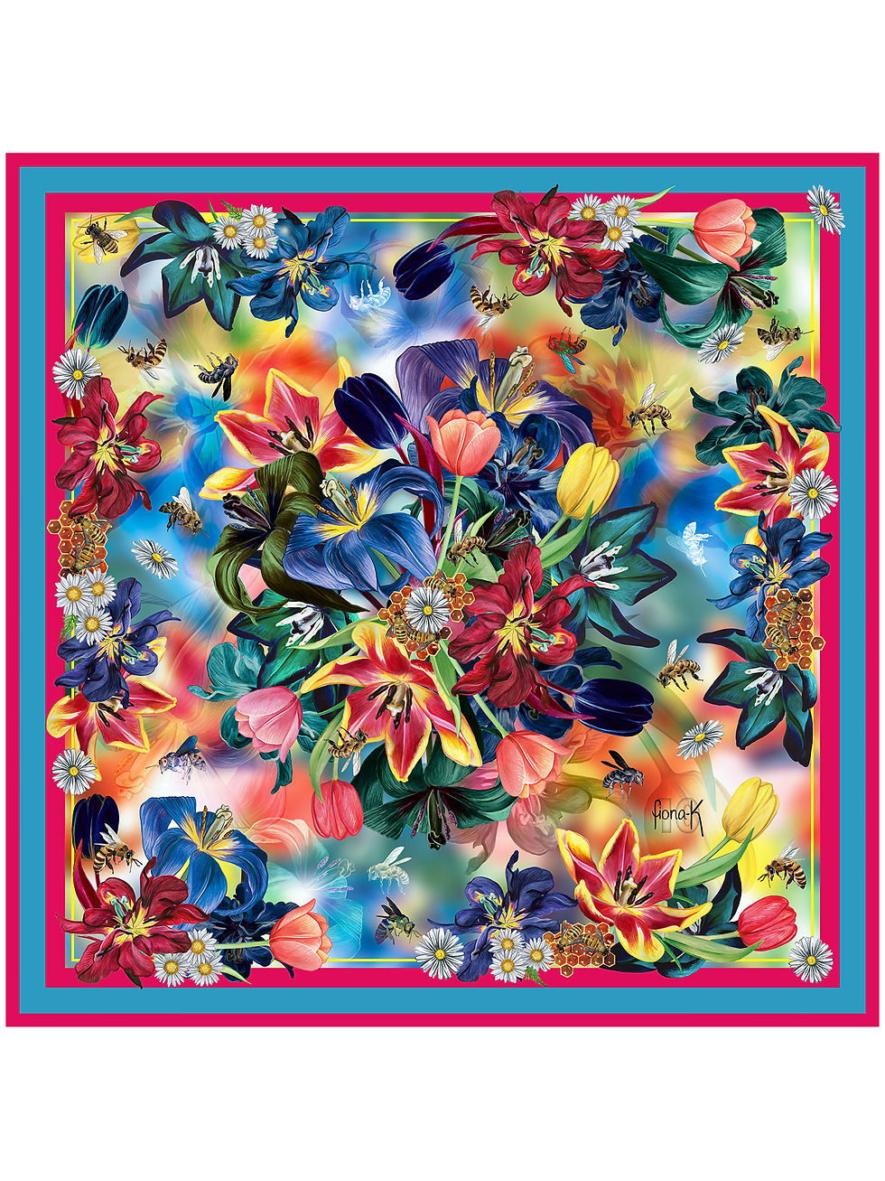 Seidenschal von Fiona K, Bouquet, 65 x 65 cm