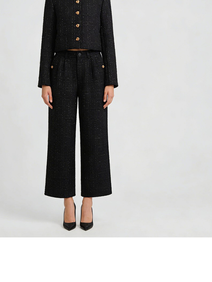 Two Piece Set, O Neck Long Sleeve Top, Wide Leg Pants, Bright Silk for Two Piece Set, O Neck Long Sleeve Top, Wide Leg Pants, Bright Silk view 2