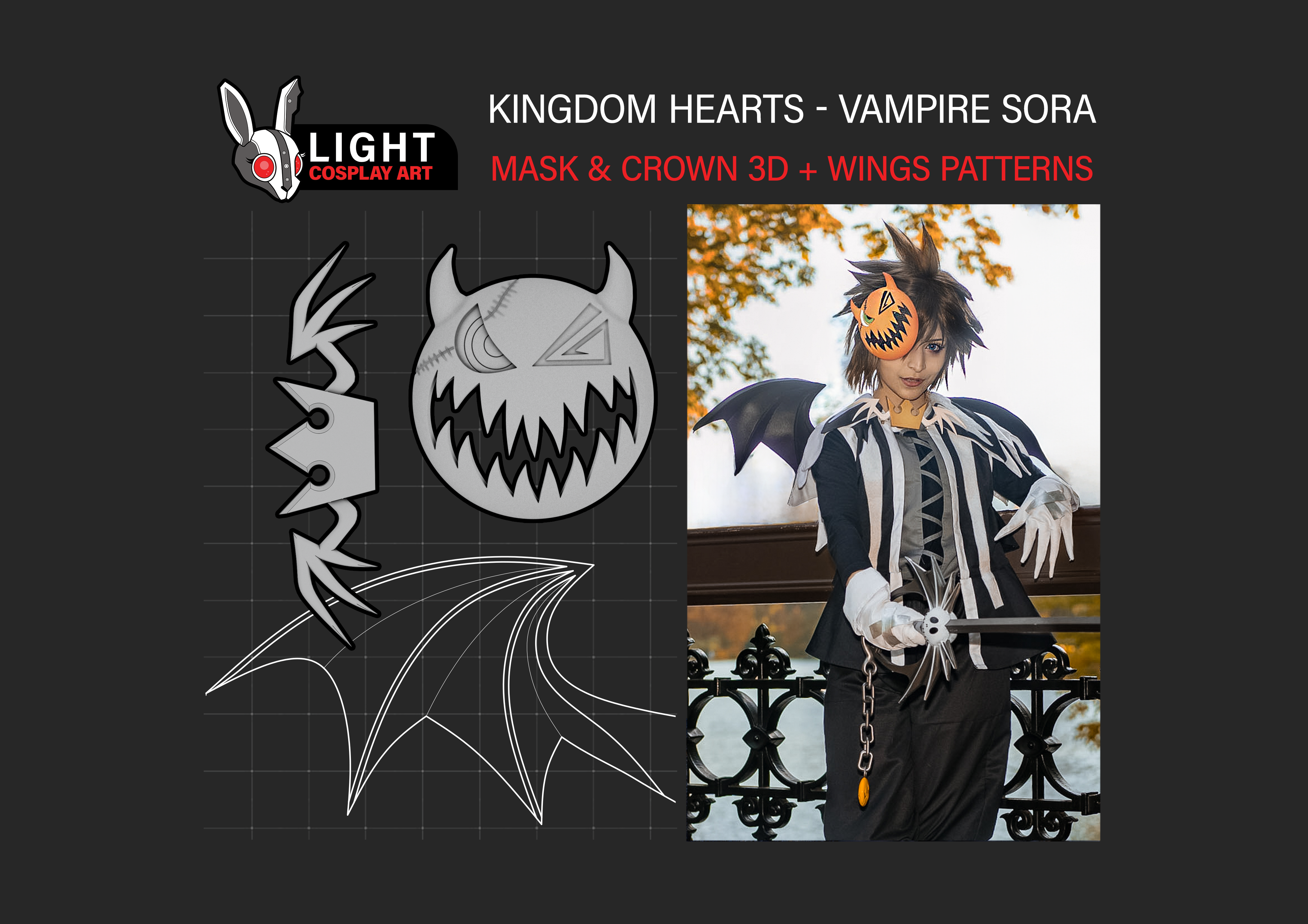 Kingdom hearts Vampire sora cosplay bundle