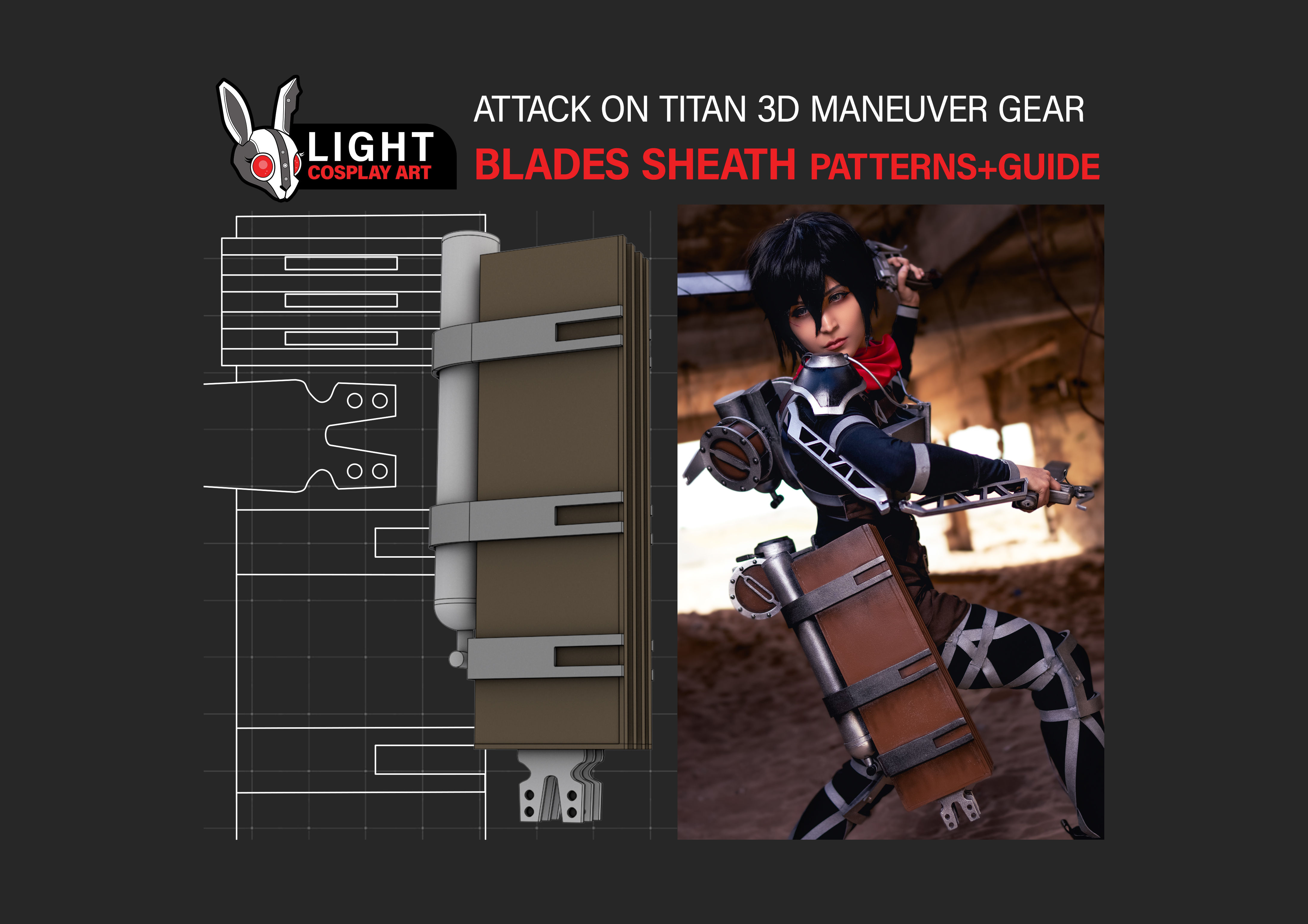 Attack on Titan - 3D maneuver Gear blades Sheath Patterns+Guide