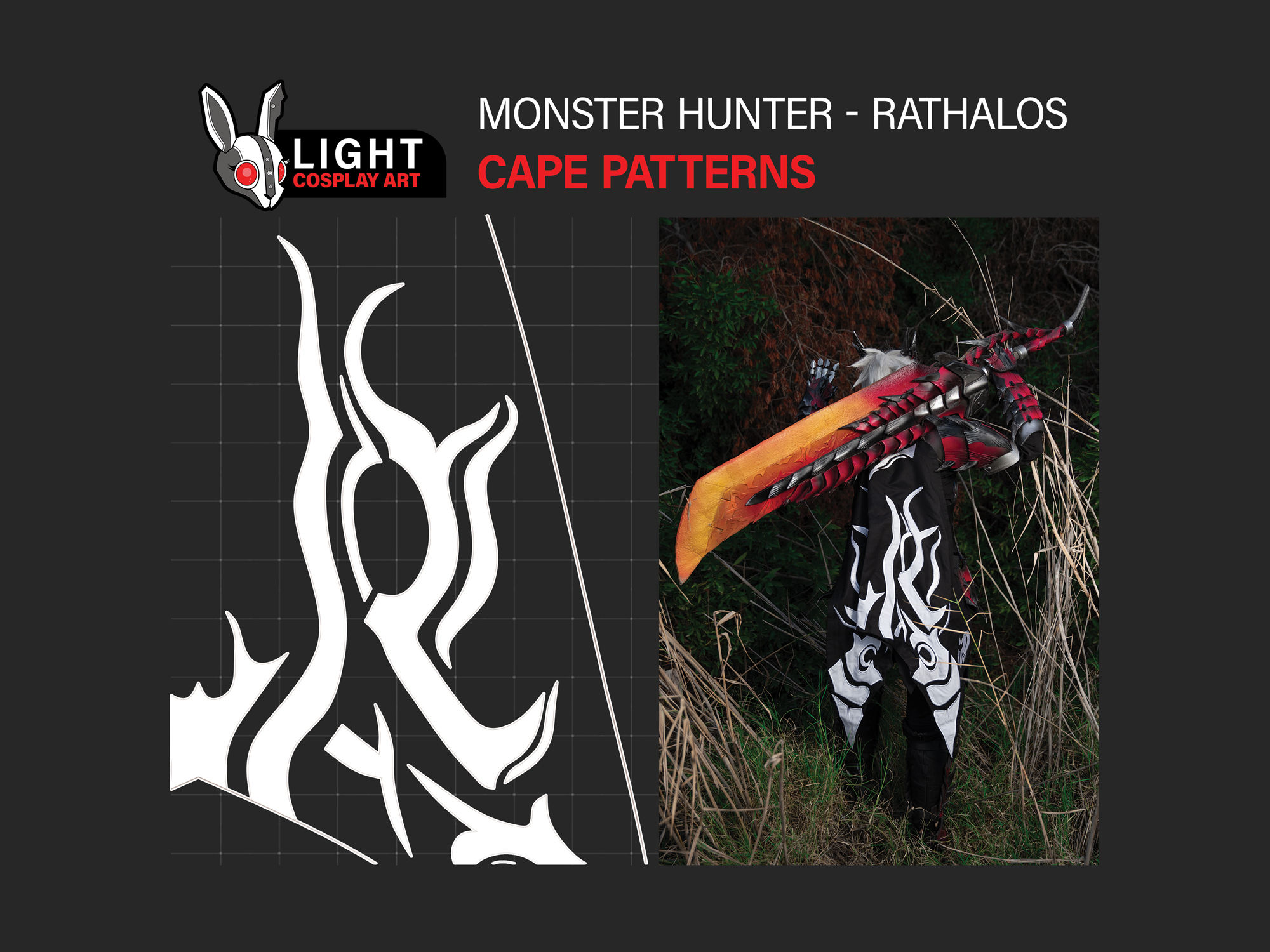 Monster hunter - Rathalos Cape Patterns - Digital Copy Only