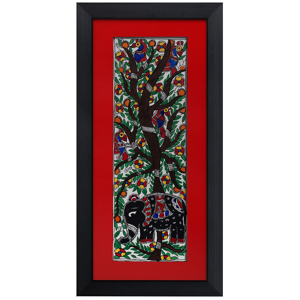 Thumbnail: Nature's Blessing: Indian Madhubani Folk Art Wall Decor, Set of 2 Framed