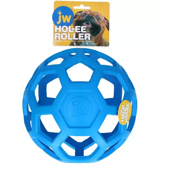 Miniature : Balle pour chien JW Hol-ee Roller Bleu - Jouet multifonction