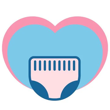 Pink and blue heart with baby diaper