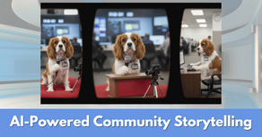 A fun dog telling the story of community