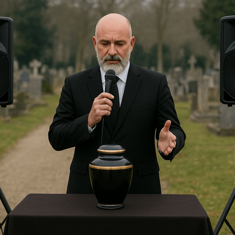 maître de cérémonie au cimetière