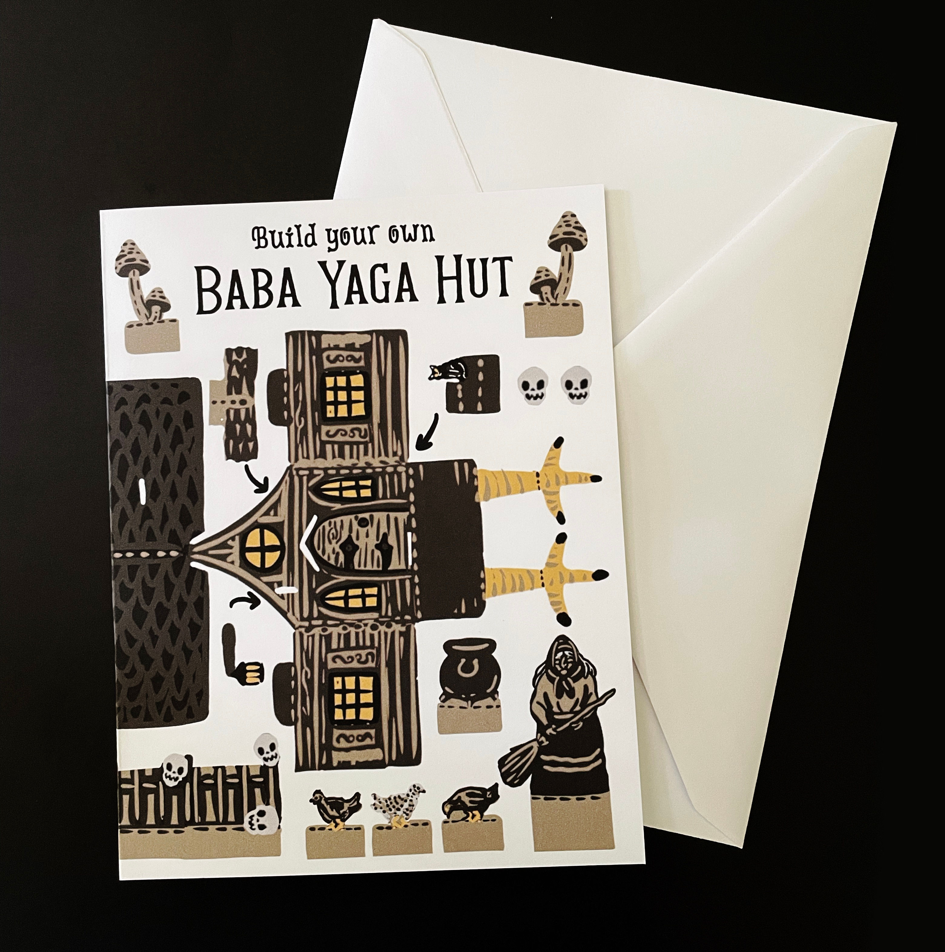 Build your own Baba Yaga hut card