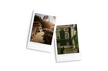 Polaroid photo of house representing author marketing and creativity.