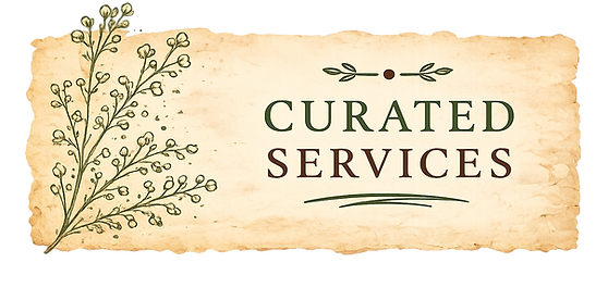 Curated services banner featuring customized author marketing, book marketing services, and branding solutions for indie authors.