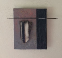 OIL/RAKU/STEEL & TAR on PANEL - 10''x8''