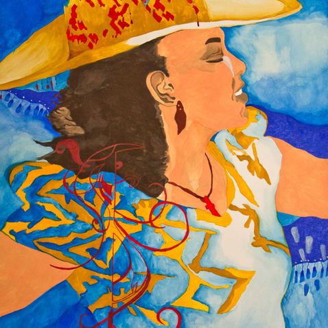 gauche and ink portrait