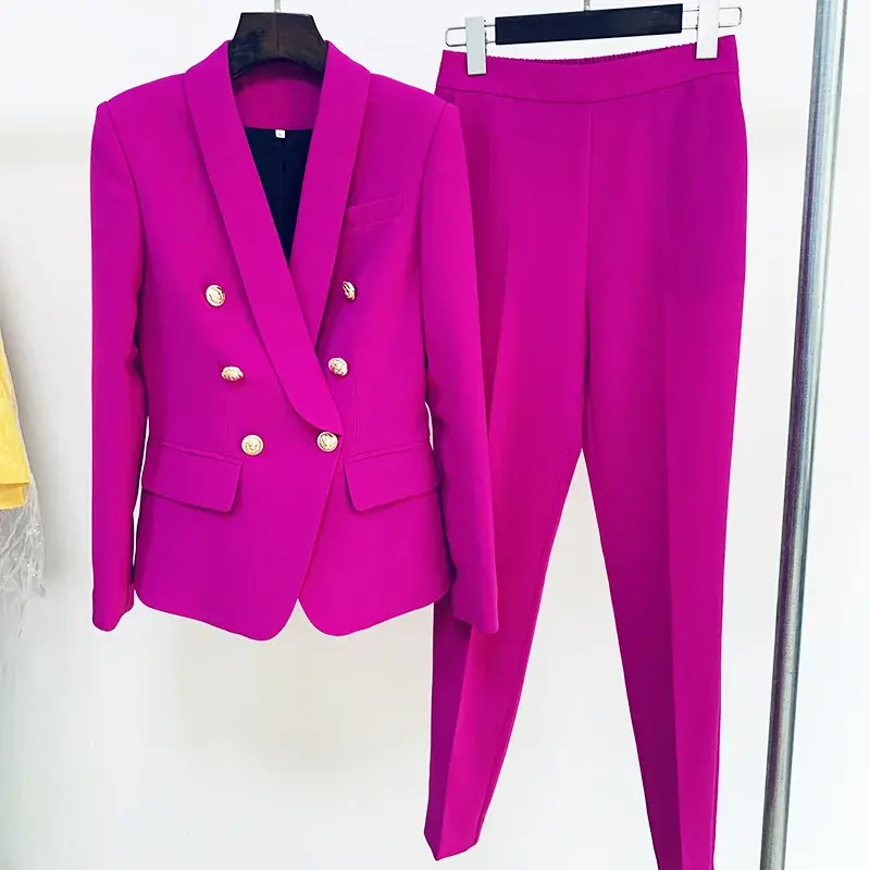 Thumbnail: Office Ladies Women's Pantsuit Red Pink Business Classic Suits